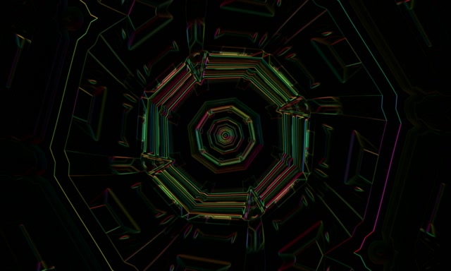 Neon Tunnel Rotating Hexagon Vortex 5:3 Wide 60fps VJ Loop Screensaver