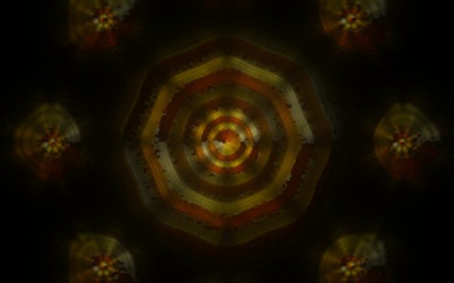 SCHRITT 1: Das Bild zeigt einen symmetrischen, hypnotisierenden Neon-Tunnel mit konzentrisch