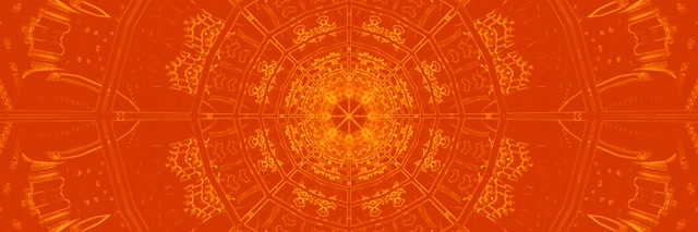 Neontunneli Oranssi Mandala Kaleidoskooppi VJ Loop 3:1 Triple Wide 60fps Näytönsäästäjä