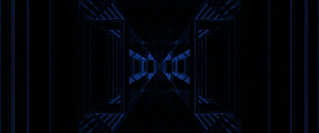 Sininen Neon Tunneli Symmetrinen Käytävä VJ Loop 2.39:1 Cinemascope 60fps Näytönsäästäjä