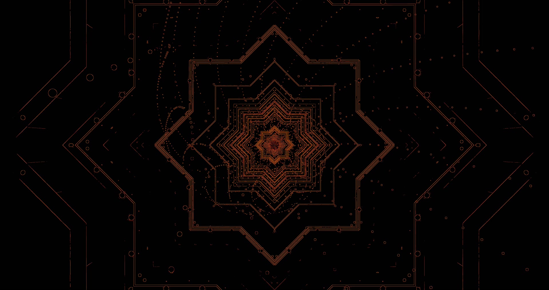 Neon Tunnel Orange Fractal Star Screensaver 4K UHD 60fps VJ Loop