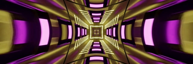 Tunnel Néon Kaléidoscope Doré Violet VJLoops 3:1 Triple Large 60fps Économiseur d'écran