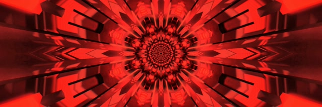 Tunnel Néon Rouge Fractal Kaléidoscope 3:1 Triple Large 60fps Économiseur d'Écran VJ Loop