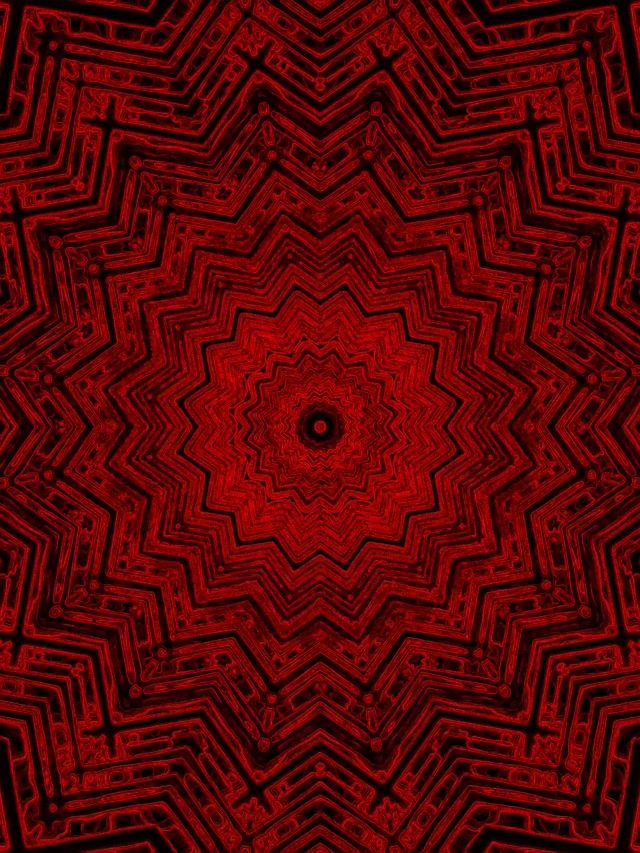 Tunnel Néon Étoile Fractal Rouge VJLoops 3:4 iPad Portrait 60fps Écran de Veille