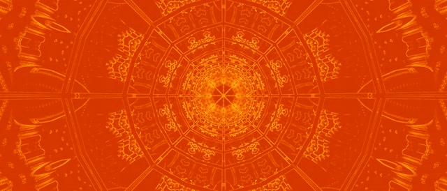 Tunnel Néon Orange Mandala Vortex VJ Loop 21:9 Ultra-large 60fps Économiseur d'Écran