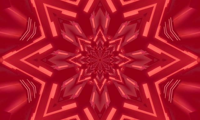 Tunnel Néon Kaléidoscope Étoile Rouge VJ Loop 5:3 wide 60fps Économiseur d'écran