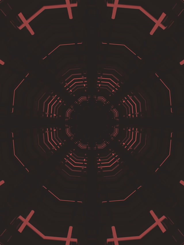 Tunnel Néon Rouge Croix Octogone VJ Loop 3:4 iPad Portrait 60fps Économiseur d'écran