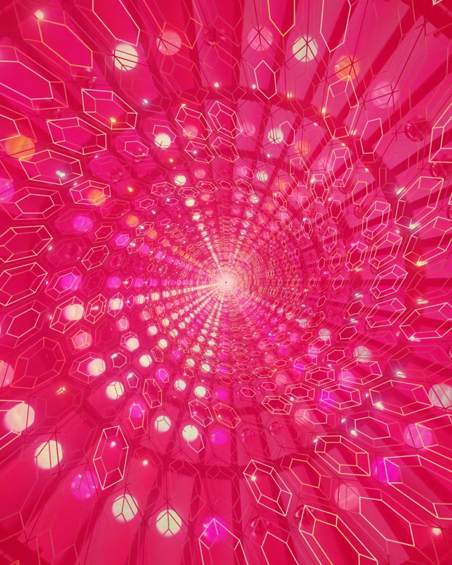 Tunnel Néon Vortex Cristal Rose VJ Loop 4:5 Instagram 60fps Économiseur d'écran