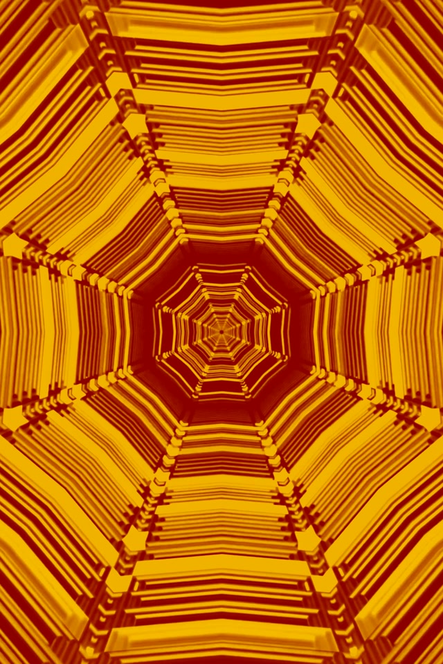 Tunnel Néon Ambre Octogone Vortex VJ Loop 2:3 Photo Portrait 60fps Économiseur d'écran