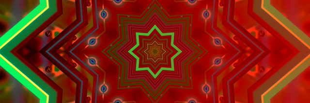 Tunnel Néon Rouge Étoile Mandala Économiseur d'Écran 3:1 Triple Large 60fps VJ Loop