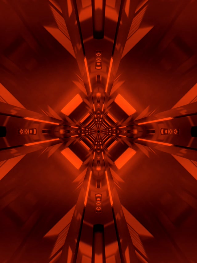 Tunnel Néon Rouge Kaléidoscope Croix VJ Loop 3:4 iPad Portrait 60fps Économiseur d'écran