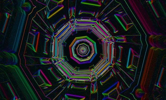 Neon Tunnel Octagonal Vortex VJ Loop 5:3 Wide 60fps Screensaver