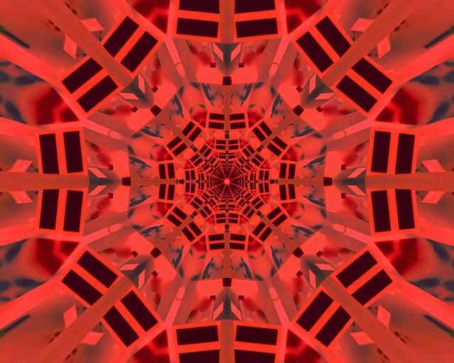 Tunnel Néon Éclatement Kaléidoscope Rouge VJLoops 5:4 Industriel 60fps Économiseur d'écran