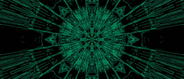 Tunnel Néon Éclat Kaléidoscope Fractal Vert VJ Loop 21:9 Ultra-Large 60fps Économiseur d'Écran