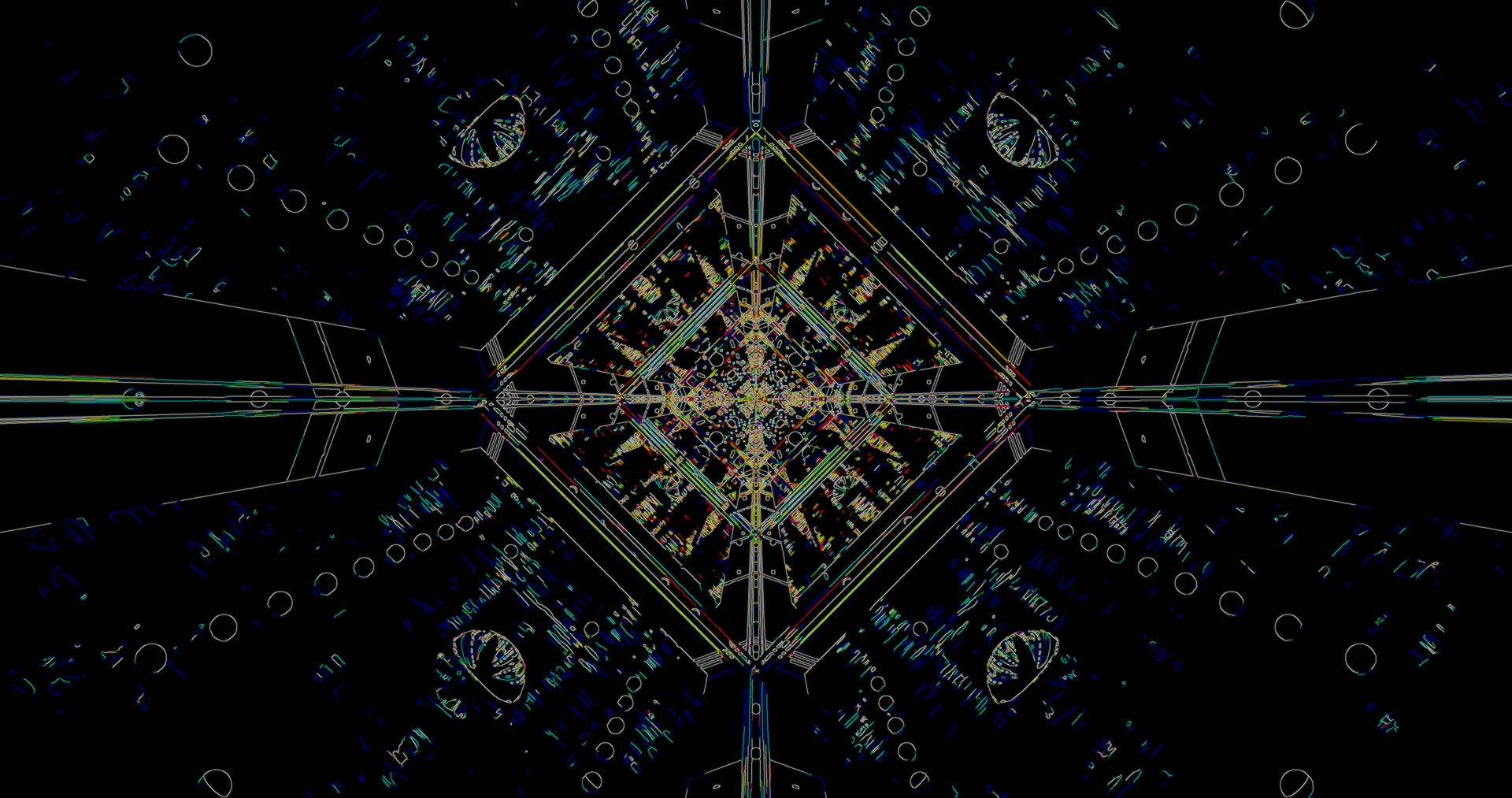 scáileán coimeádach tollan neon caleideasgóp patrúin diamaint 4K UHD 60fps fuinneoga 11 VJ loop