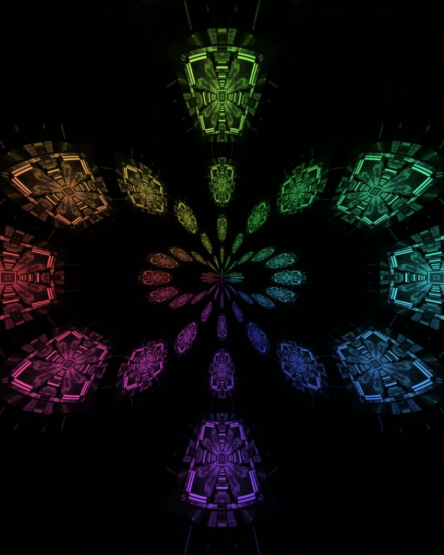 Túinéal Neon Bogha Báistí Fhractálach Mandala 60fps Scáileán 4:5 Instagram VJ Loop