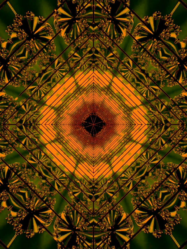 Tollán Neon Oráiste Vortex Diamant Bíseach VJ Loop 3:4 iPad Portráid 60fps Scáileán Cosnanta