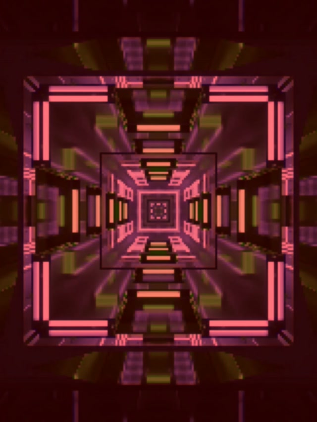 Neon Tunnel Pink Pixel Vortex Screensaver 3:4 iPad Portrait 60fps Vj Loop