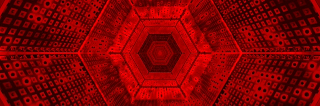 Túnel de Neón Vermello Vórtice Hexágono VJ Loop 3:1 Triple Ancho 60fps Salvapantallas