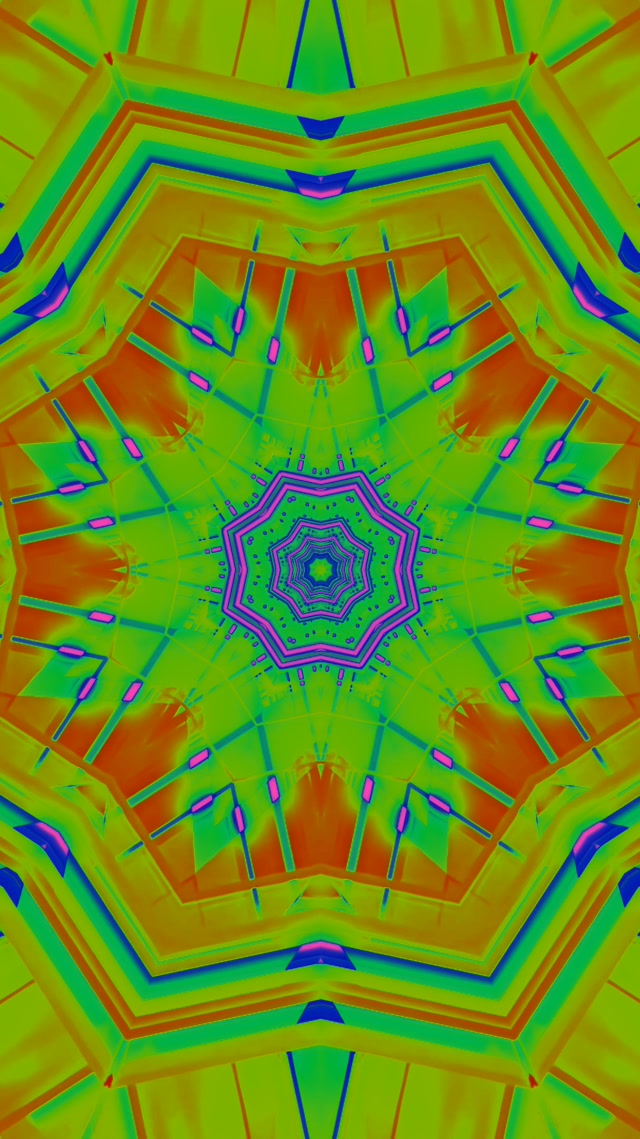 Neon Tunnel Kaleidoscope Octagon Vj Loop 9:16 Reels 60fps Screensaver
