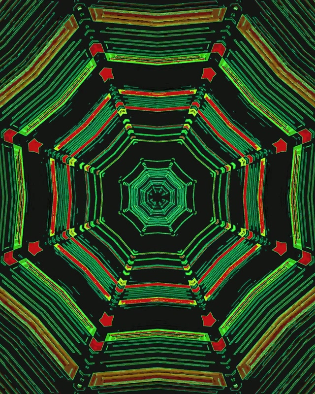 Túnel Neon Verde Vermello Octógono Protector de Pantalla 60fps 4:5 Instagram VJ Loop