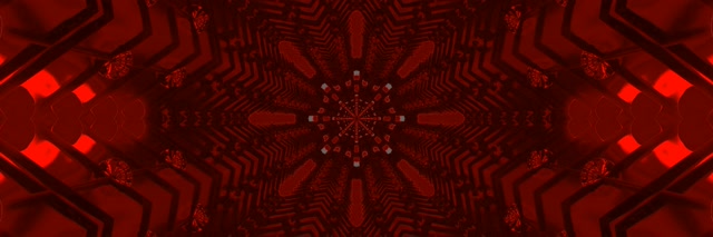 Túnel de Neón Fractal Caleidoscopio Vermello 3:1 Triple Wide 60fps Protector de Pantalla VJ Loop