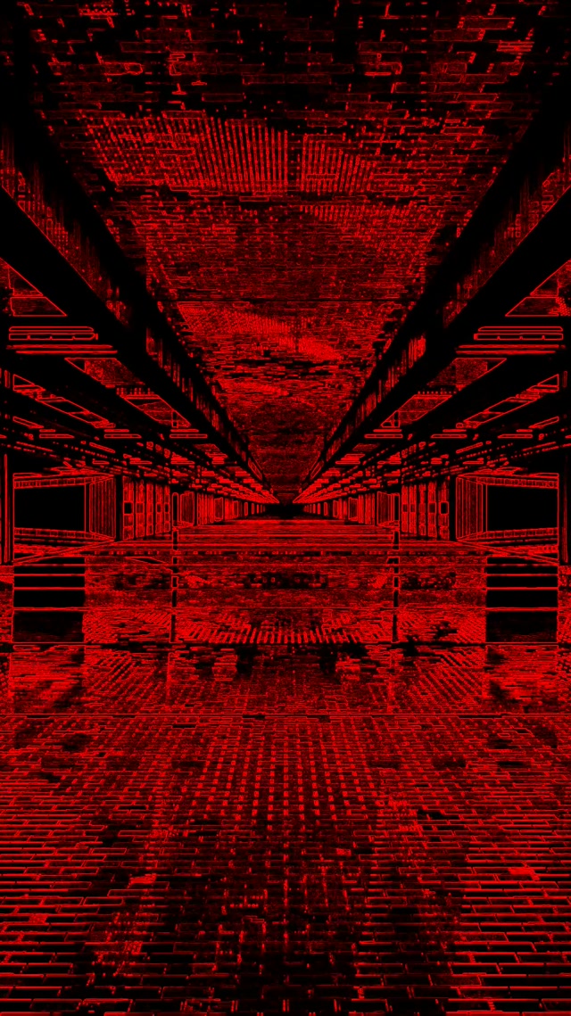 Red Neon Tunnel VJ Loop 9:16 Reels 60fps Screensaver Brick Grid Corridor