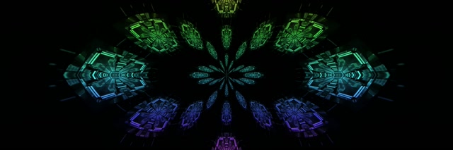 Túnel de Neón Floración Fractal Calidoscopio 3:1 Triple Ancho 60fps Salvapantallas Vj Loop