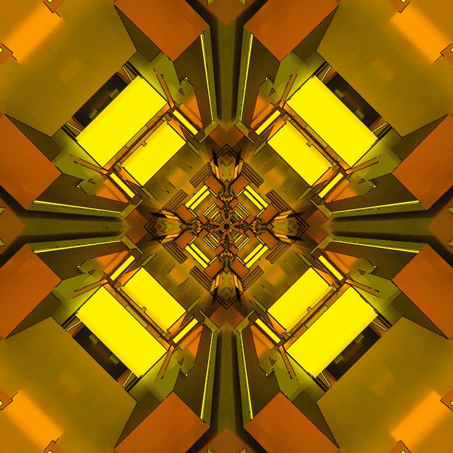 Túnel de Neón Dourado Caleidoscopio 1:1 Square 60fps Protector de Pantalla VJ Loop