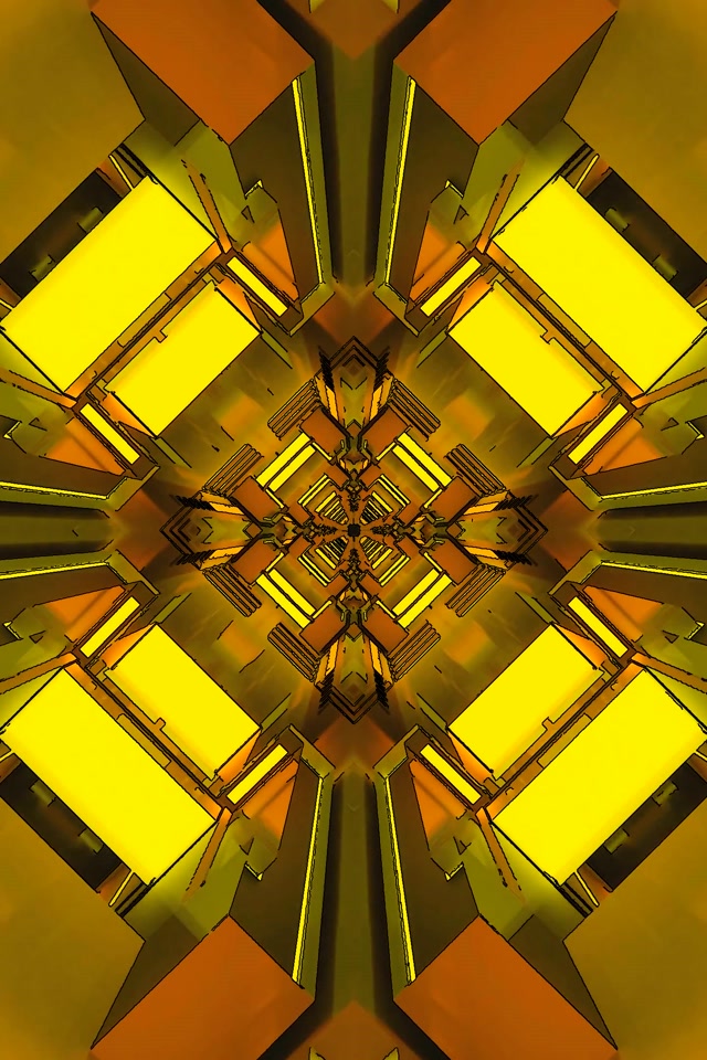 Túnel de Neón Dourado Fractal protector de pantalla pc 60fps 2:3 photo portrait VJ Loop