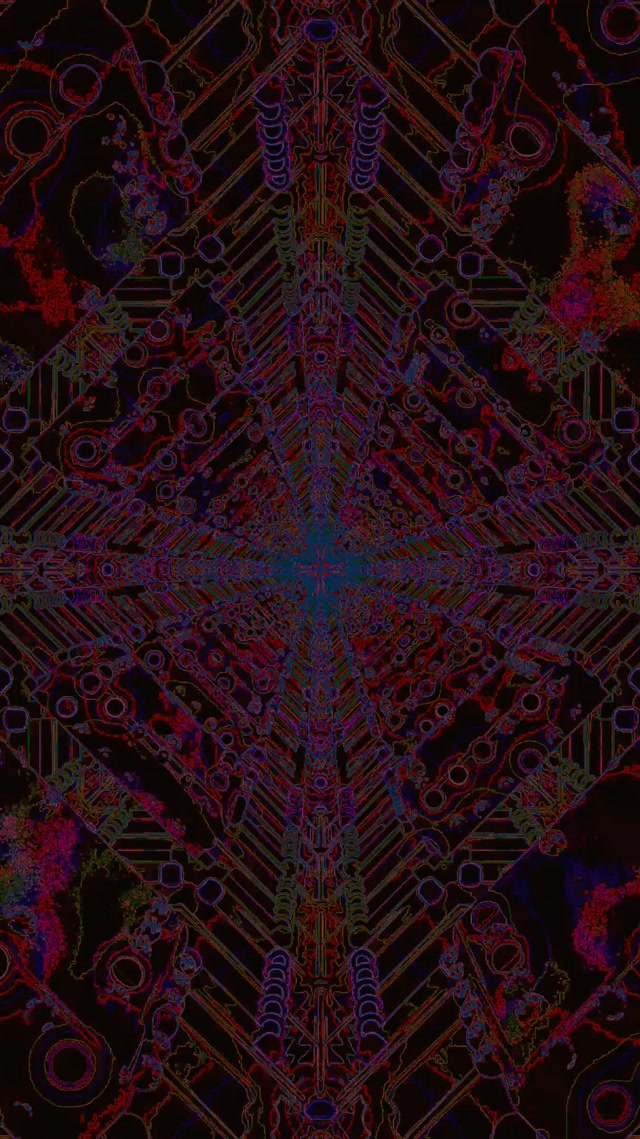 Túnel Neón Engrenaxe Simétrica Mandala Vj Loop 9:16 Reels 60fps Salvapantallas