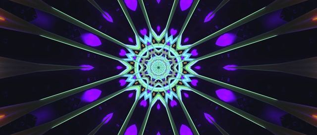 Túnel de Neón Estrela Morada Mandala Protector de Pantalla 21:9 Ultrawide 60fps VJ Loop