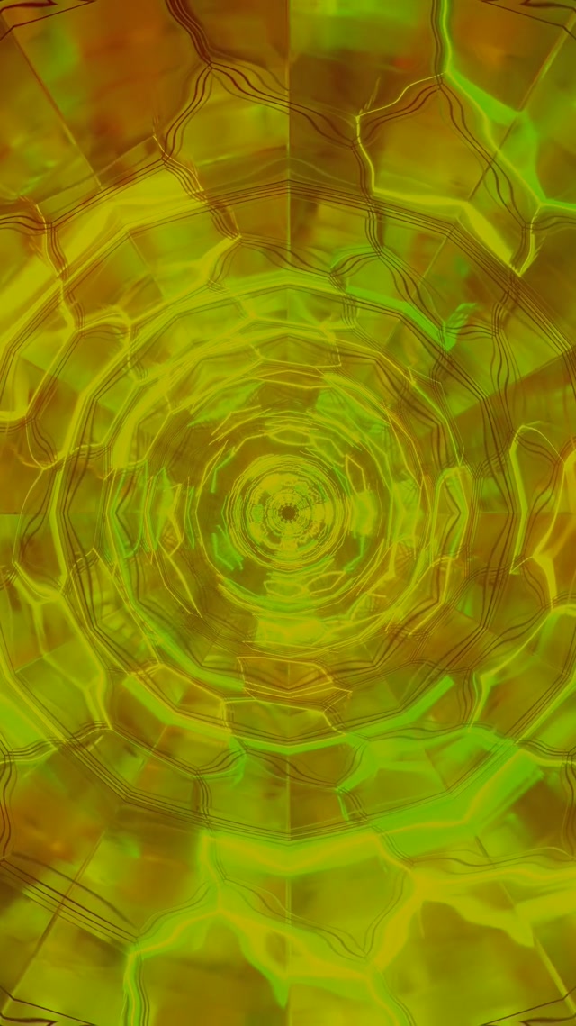 Túnel Neón Vórtice Espiral Verde Dourado VJ Loop 9:16 Reels 60fps Protector de Pantalla