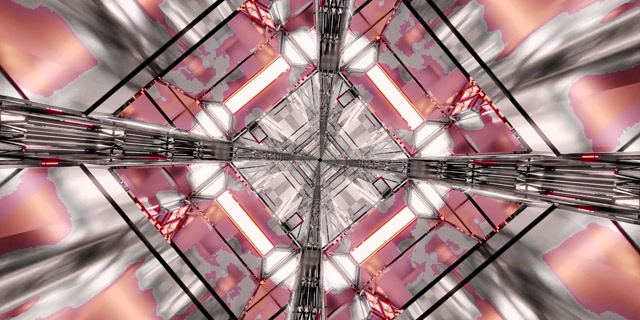 Túnel Neón Vermello Diamante Grella Vj Loop 2:1 Univisium 60fps Salvapantallas