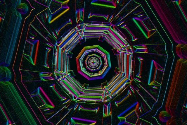 Neon Tunnel Octagonal Vortex Loop 60fps Screensaver VJ Animation 3:2