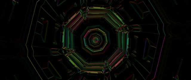 Hypnotic Octagonal Neon Tunnel VJ Loop 2.39:1 Cinemascope 60fps Screensaver