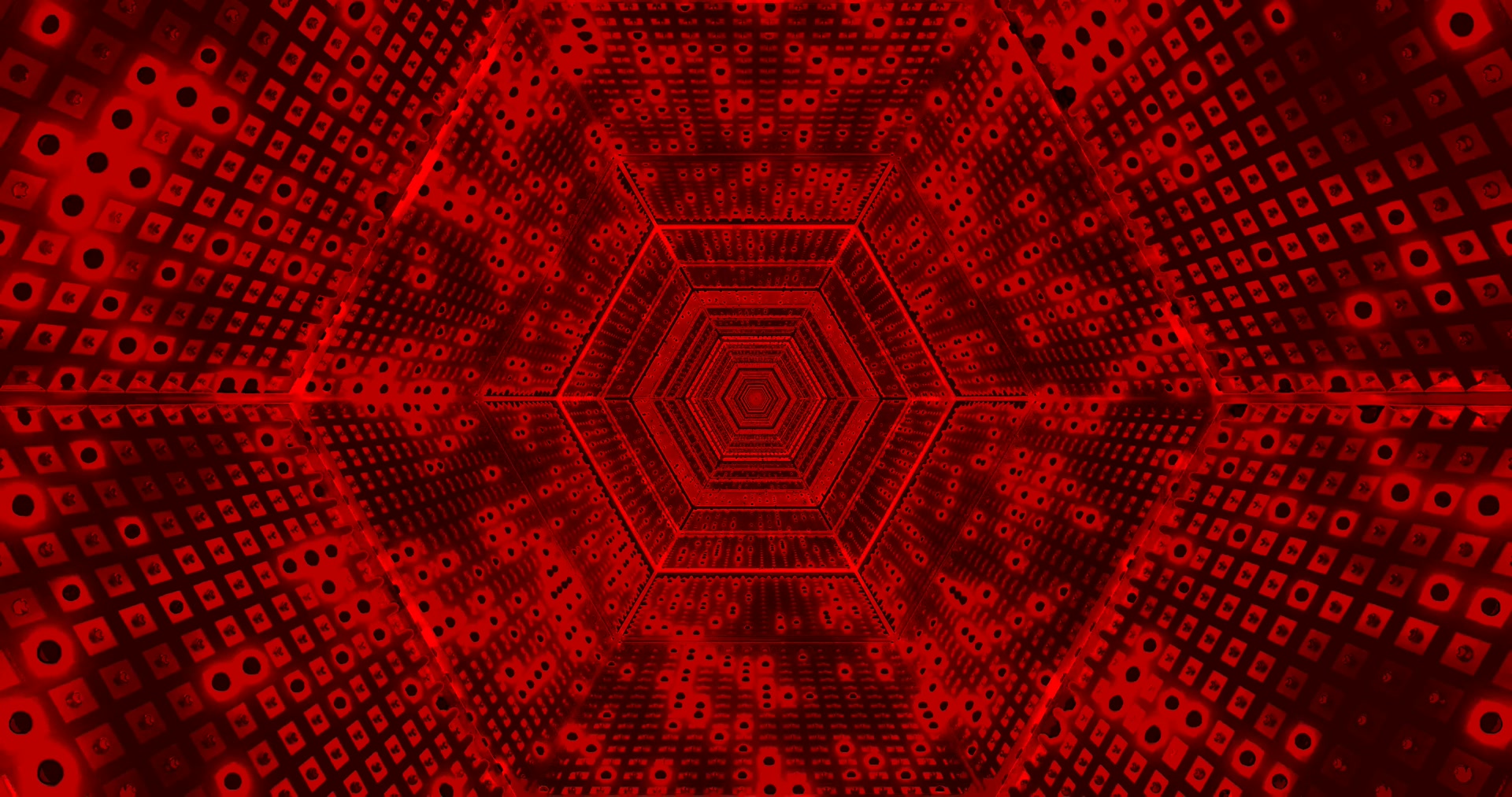 Túnel de Neón Hexágono Vermello Salvapantallas 4K UHD 60fps VJ Loop
