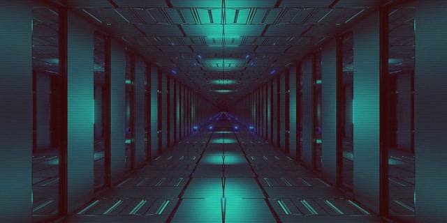 Túnel Neón Cián Azul Grella VJ Loop 2:1 Univisium 60fps Salvapantallas