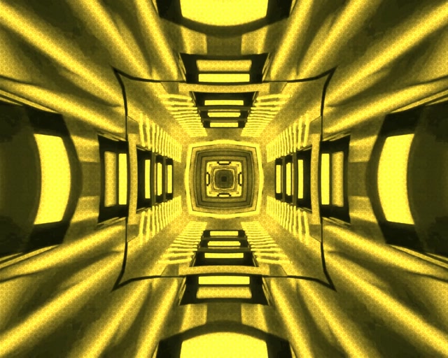 Vj loop Neon Tunnel Golden Recursive Hall 5:4 industrial 60fps screensaver