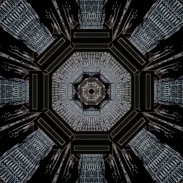 מנהרת ניאון אוקטגון מערבולת שומר מסך VJ Loop 1:1 Square 60fps