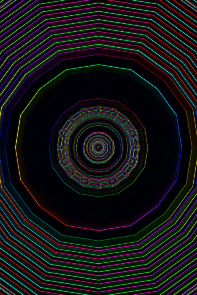 Neon Tunnel Spiraling Octagon Vortex 2:3 Portrait 60fps VJ Loop Screensaver