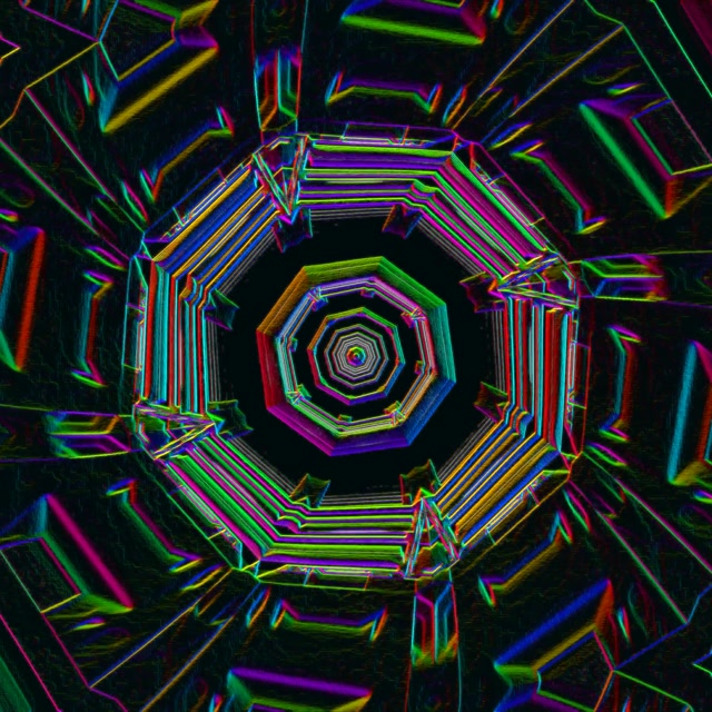 Neon Tunnel Screensaver 1:1 Square 60fps VJ Loop Octagonal Vortex