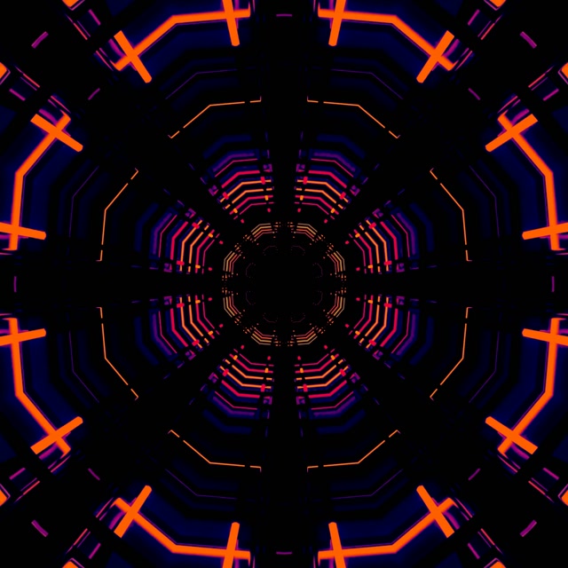 नियोन टनल ऑरेंज सर्किट कैलाइडोस्कोप VJ Loop 1:1 स्क्वेयर 60fps स्क्रीनसेवर