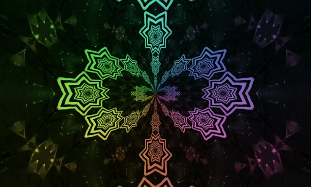 Neonski Tunel Dužičasti Zvijezda Kaleidoskop Vj Loop 5:3 Široki 60fps Čuvar Ekrana