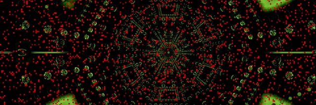 Neon Tunel Crvena Pikselna Mandala Vrtlog 3:1 Triple Wide 60fps Čuvar Ekrana Vj Loop