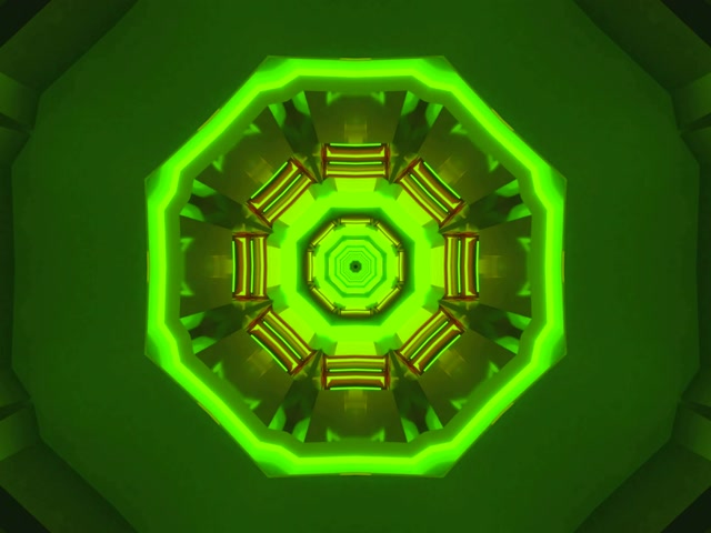 Neon Tunel Zeleni Oktagon Kaleidoskop VJ Loop 4:3 Classic 60fps Čuvar Ekrana