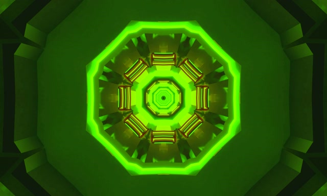 Neon Tunel Zeleni Oktagon Vrtlog VJ Loop 5:3 Wide 60fps Čuvar Ekrana