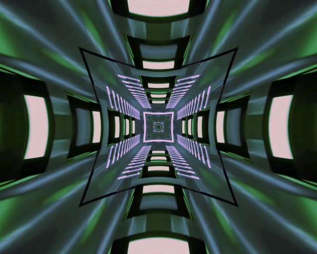 Neon Tunel Kaleidoskop VJLoops 5:4 Industrijski 60fps Čuvar Ekrana