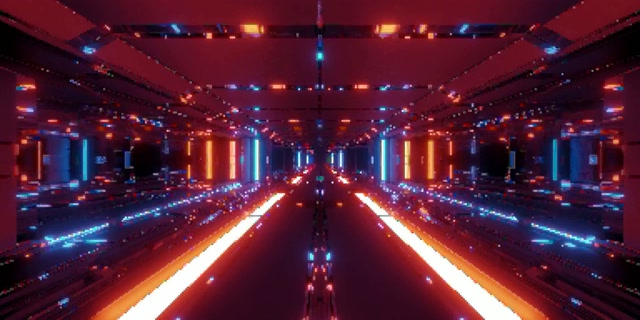 Neon Tunel Crveno Plava Mreža VJ Loop 2:1 Univisium 60fps Screensaver