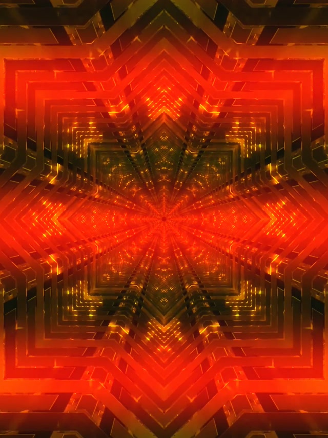 Neon Tunel Crvena Zvijezda Kaleidoskop Vj Loop 3:4 iPad Portrait 60fps Čuvar Ekrana